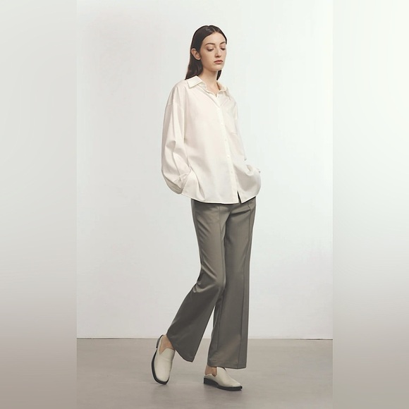 Jacqueline Conoir high waisted wide straight leg wool blend pants women’s small - Picture 1 of 8